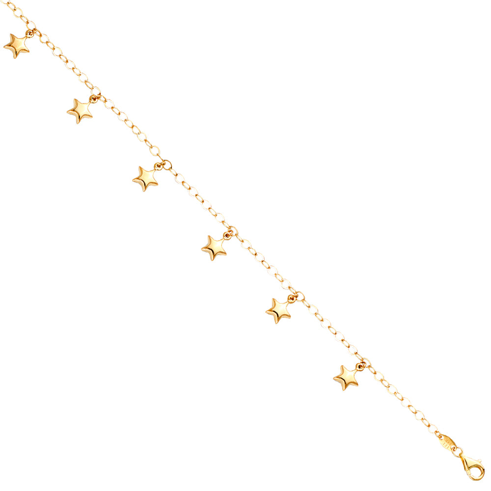 14KY Hanging Star Bracelet 7 + 1