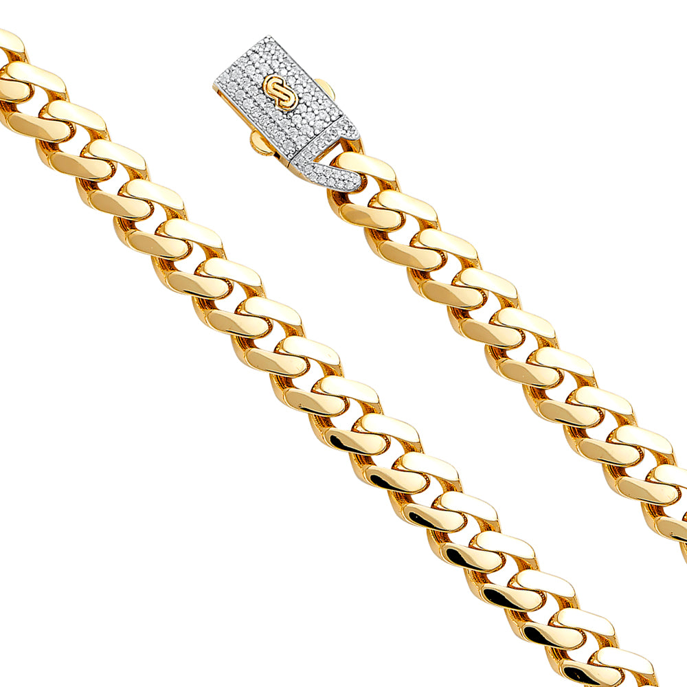 14KY 9.5mm HolCuban Monaco BR w/CZ Lock