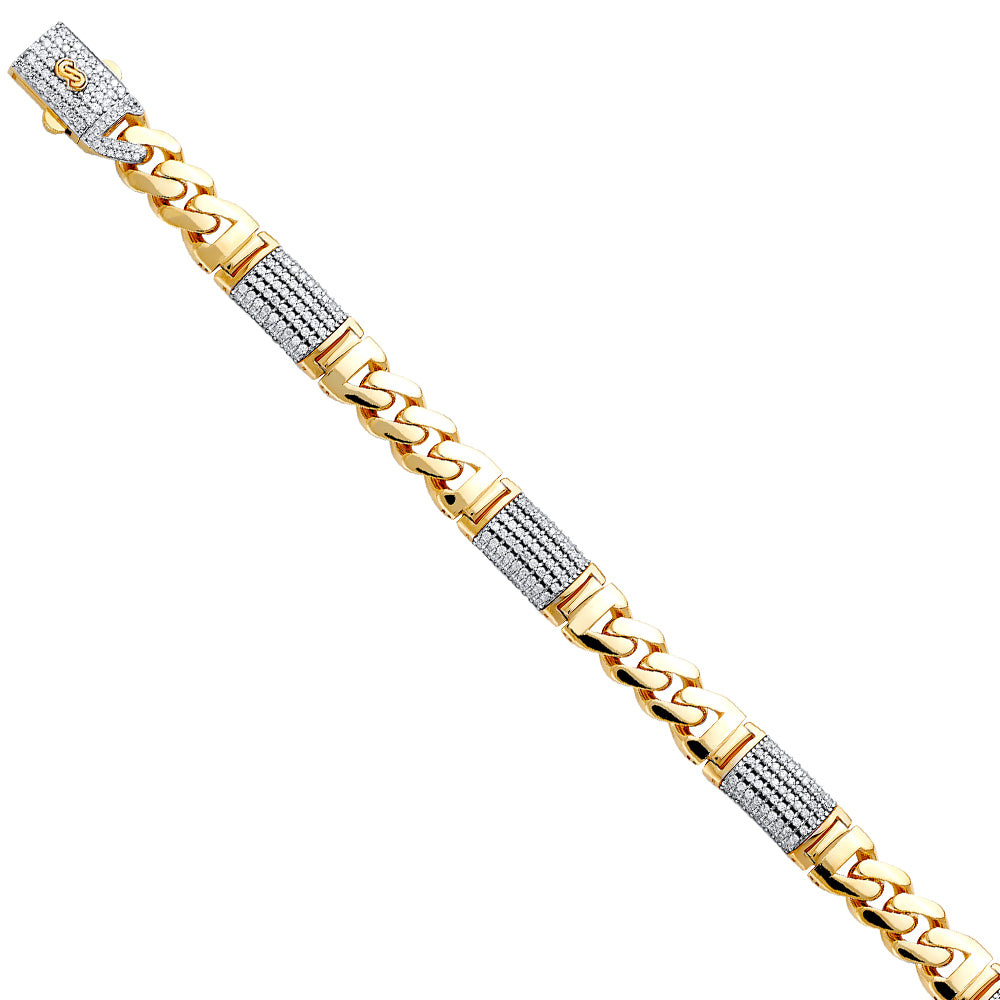 14KY 9.5mm Hol Fancy Monaco CZ BR w/CZ Lock
