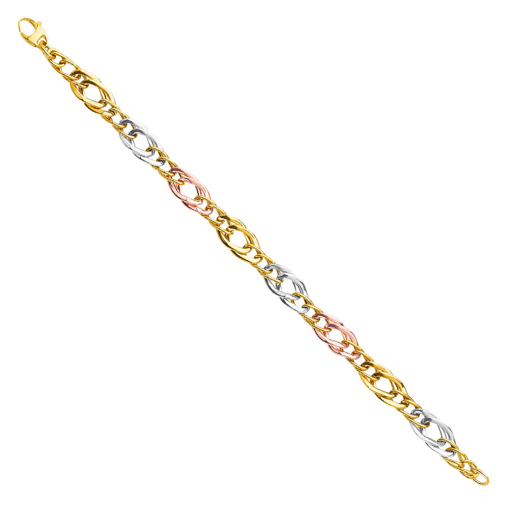 14K 3Color Fancy Hollow Bracelet
