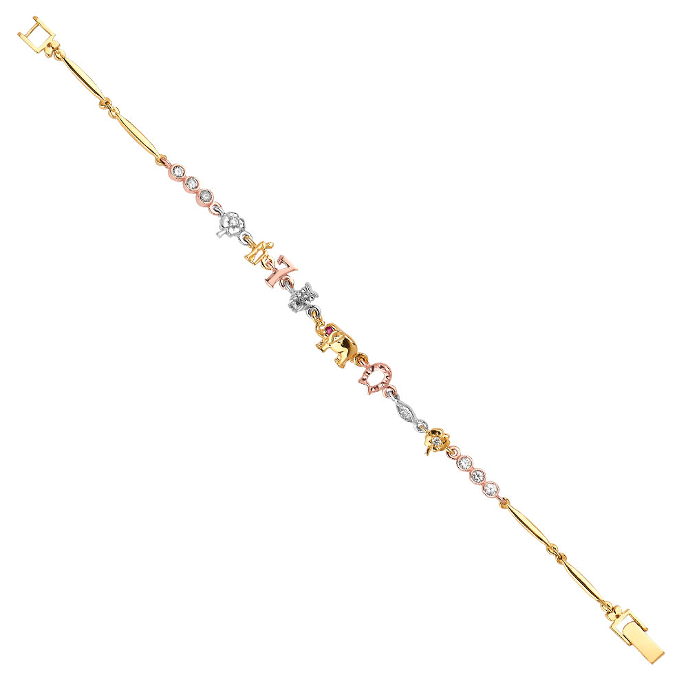 14K 3Color Lucky Bracelet