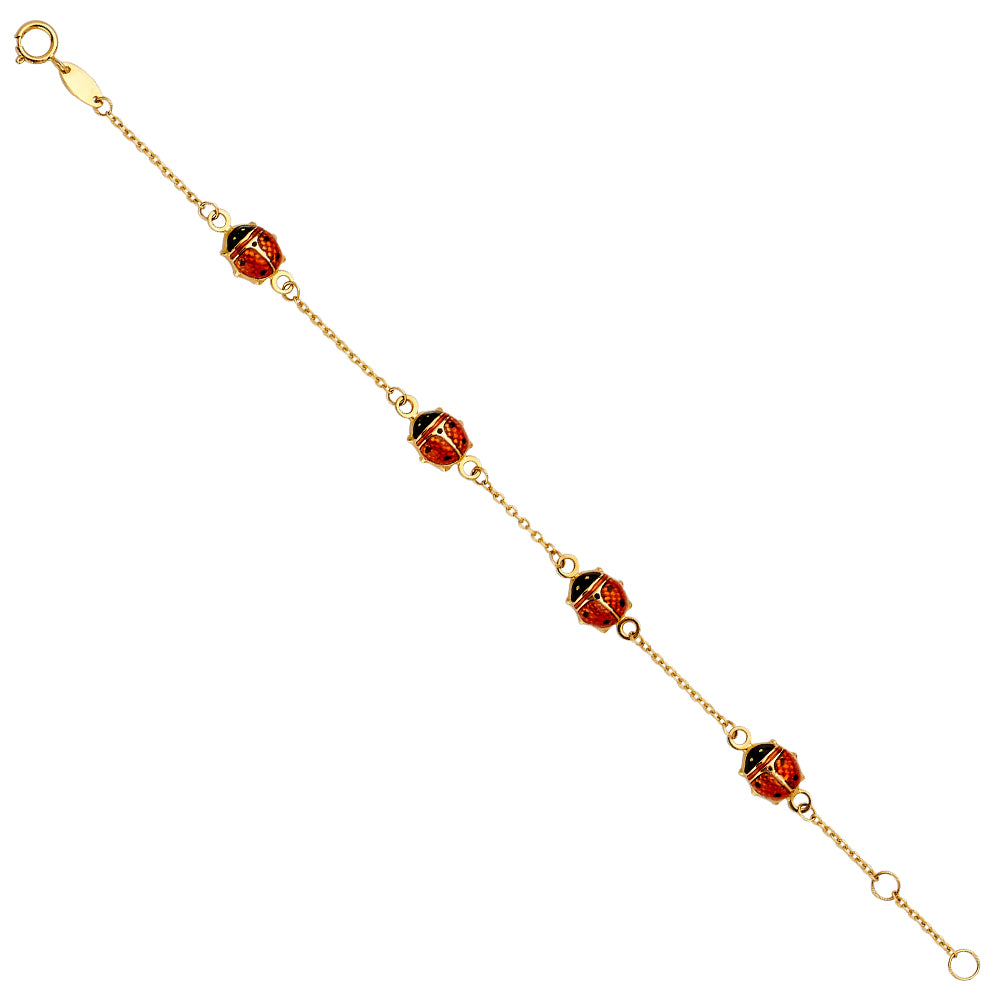 14KY Lady Bug Chain Baby Bracelet