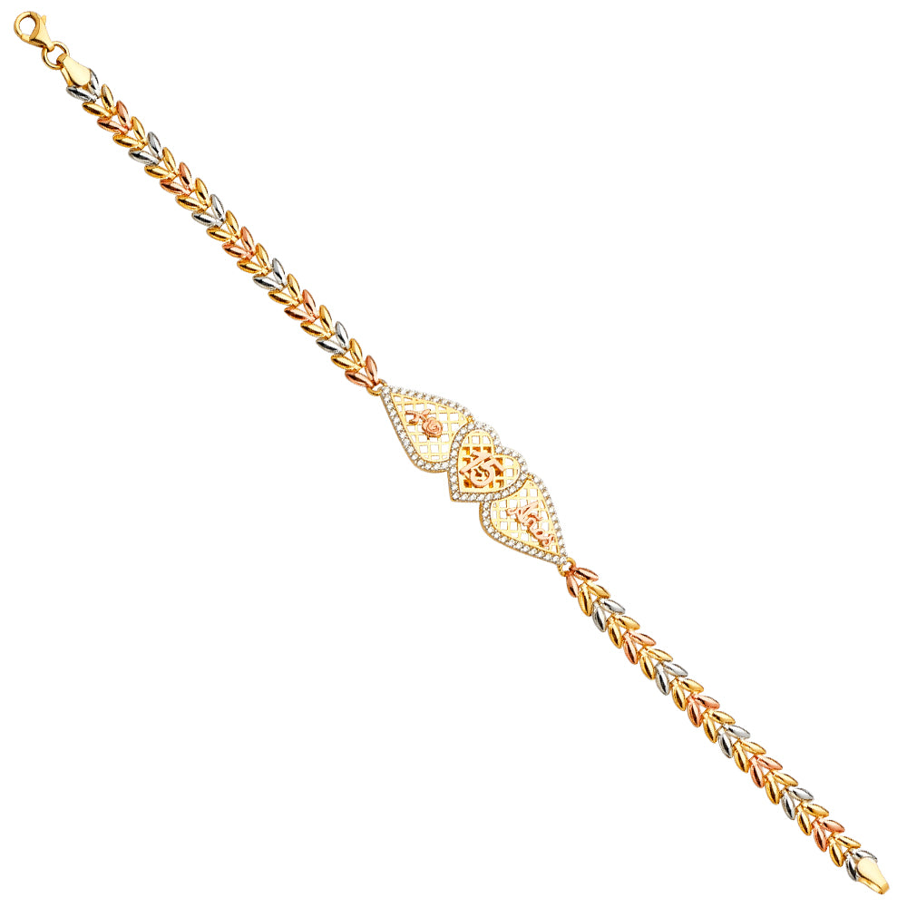 14K 3Color 15Years ID Bracelet