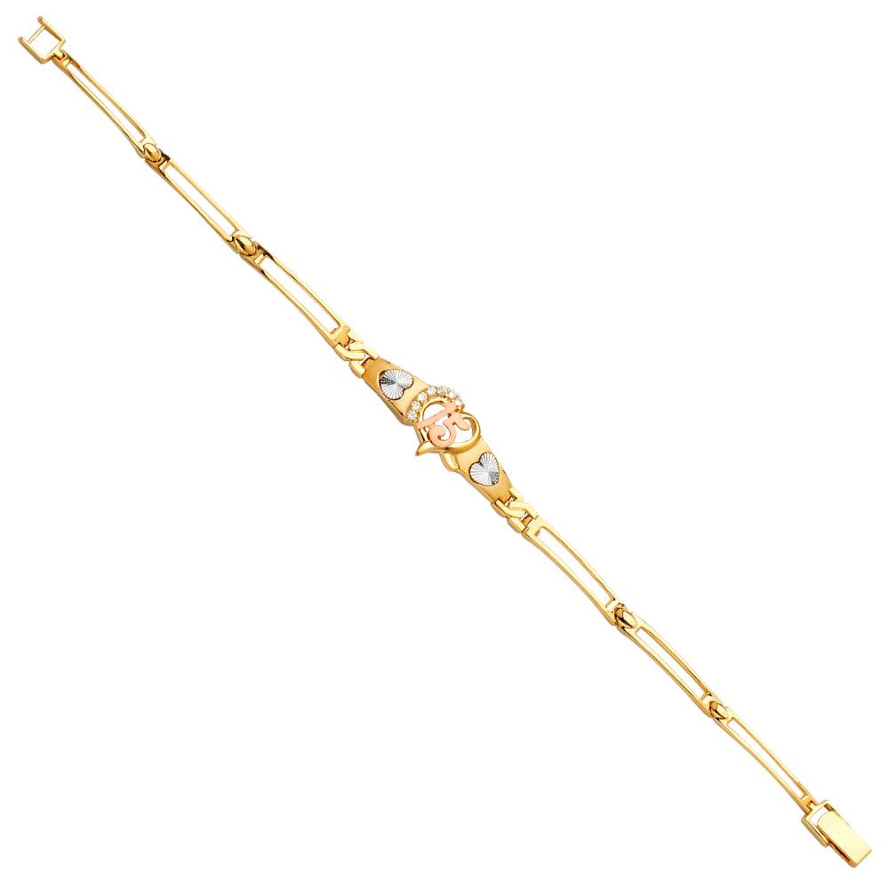 14K 3Color 15Years ID Bracelet
