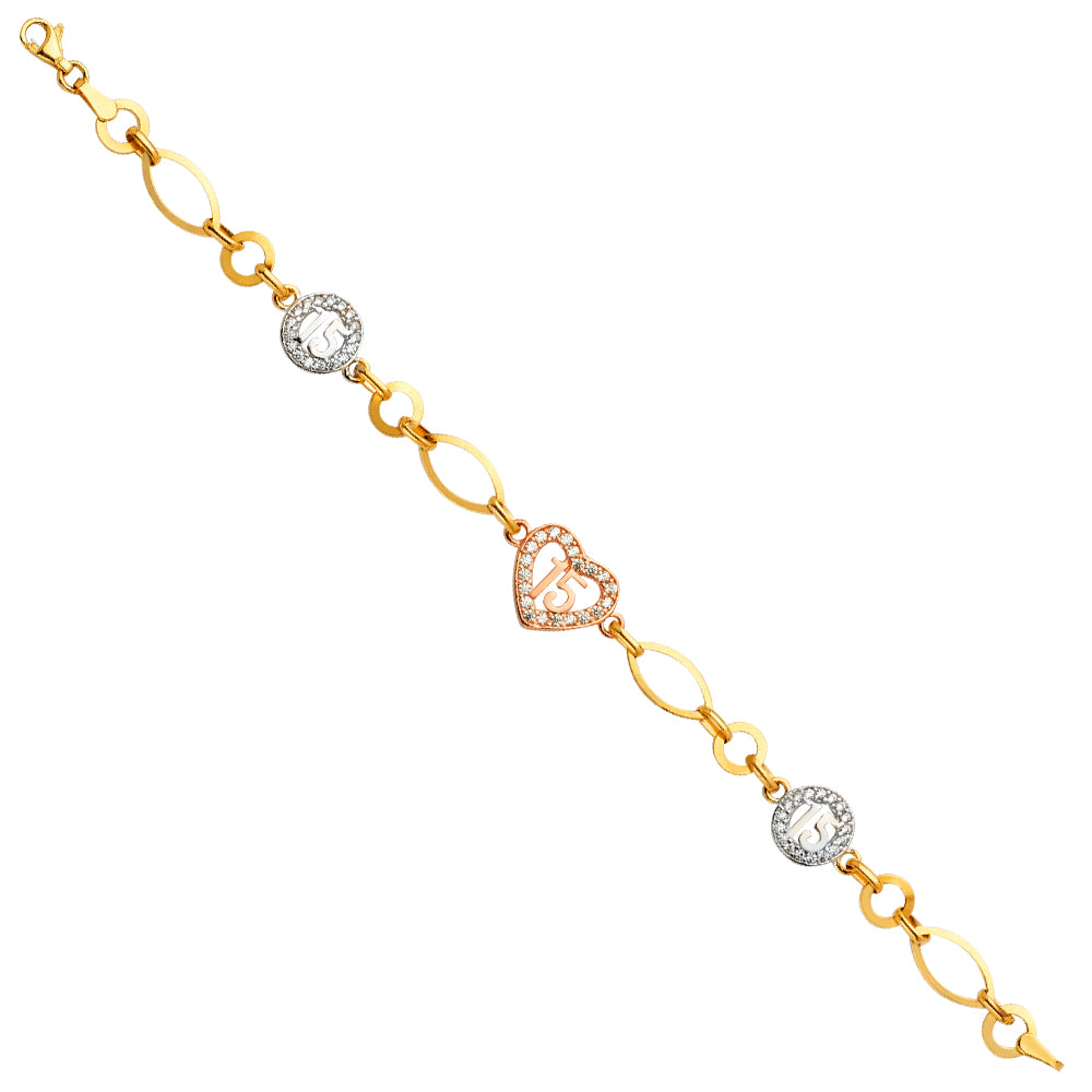 14K 3Color 15Years CZ Bracelet