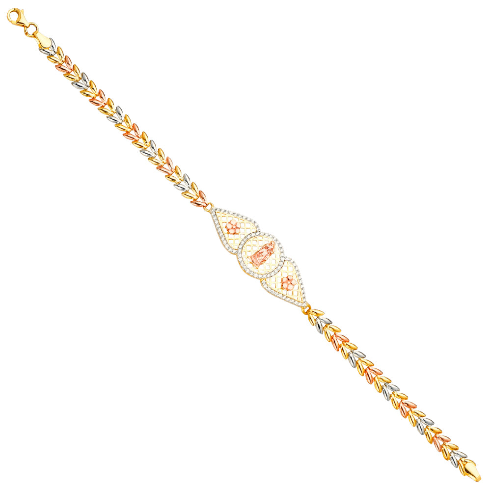 14K 3Color Guadalupe ID Bracelet