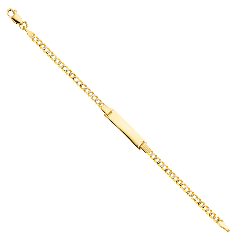 14K CUBAN WP BABY ID BRACELET