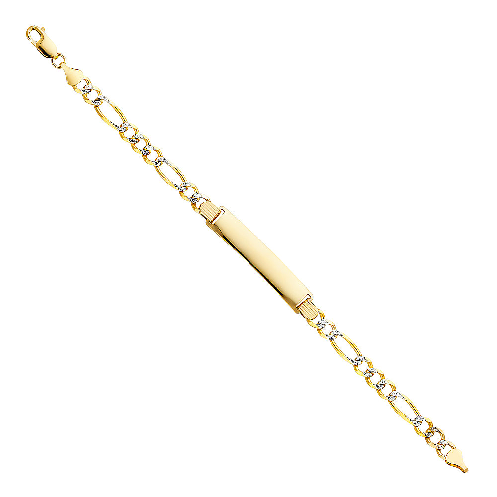 14K FIGARO 3+1 150 WP ID BRACELET