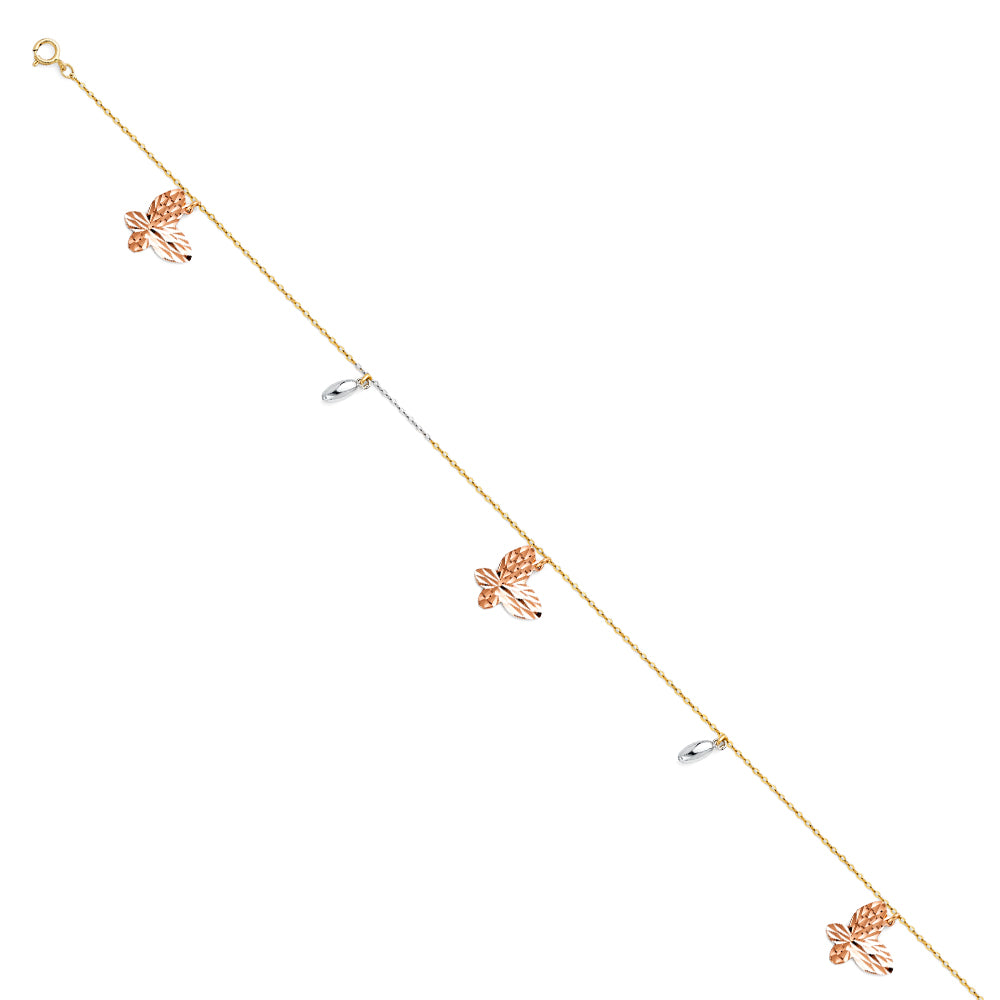 14K 3C HANGING CHARM ANKLET