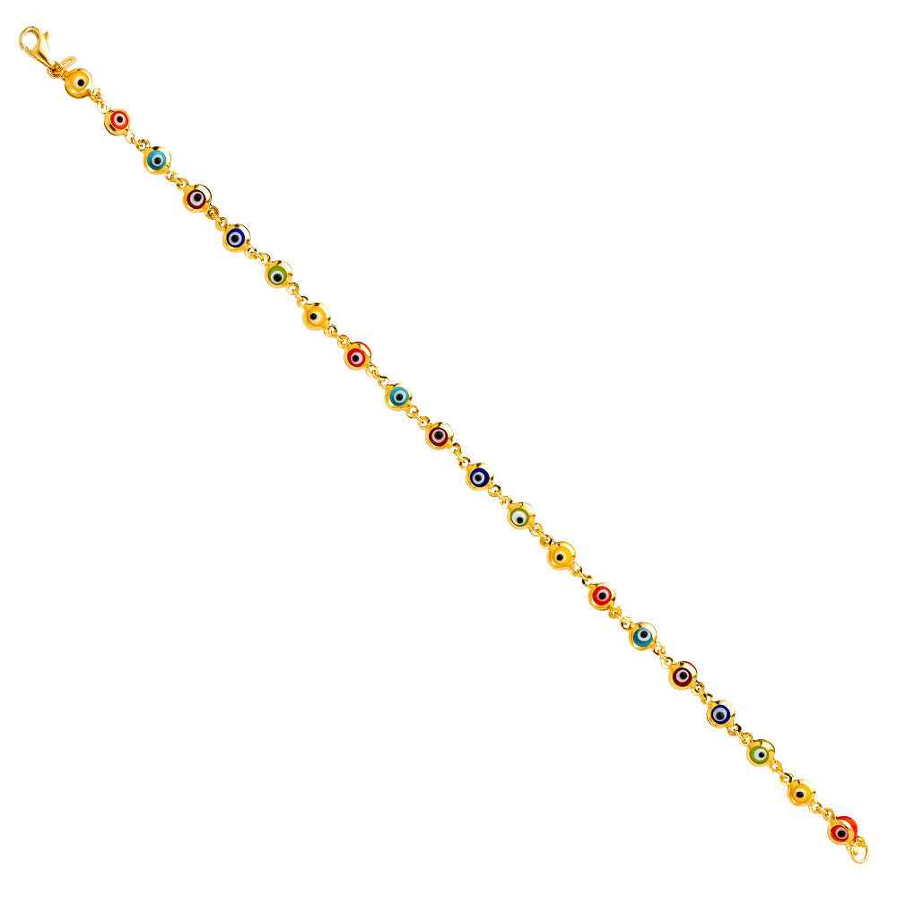14KY MIXED COLOR EVIL EYE BRACE