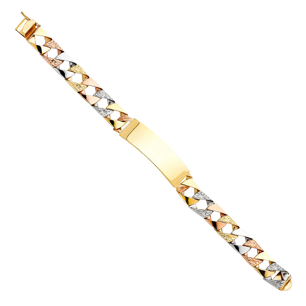 14K 3C NUGGET CUBAN ID BRACE