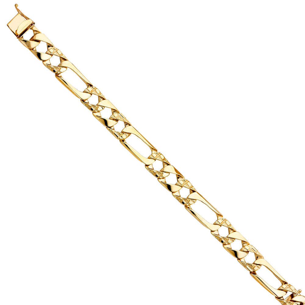 14KY NUGGET FIGARO LINK BRACELET