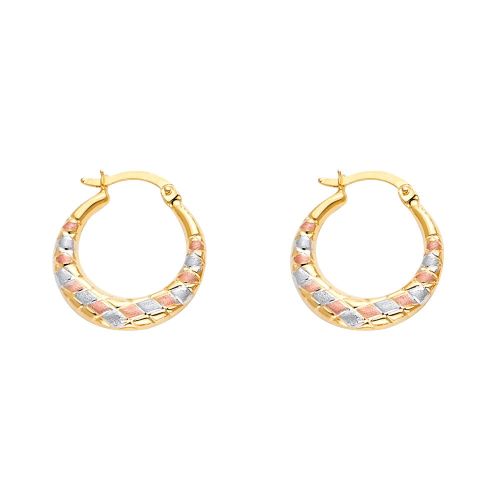 14K 3C Double Face X Design Hollow Earring