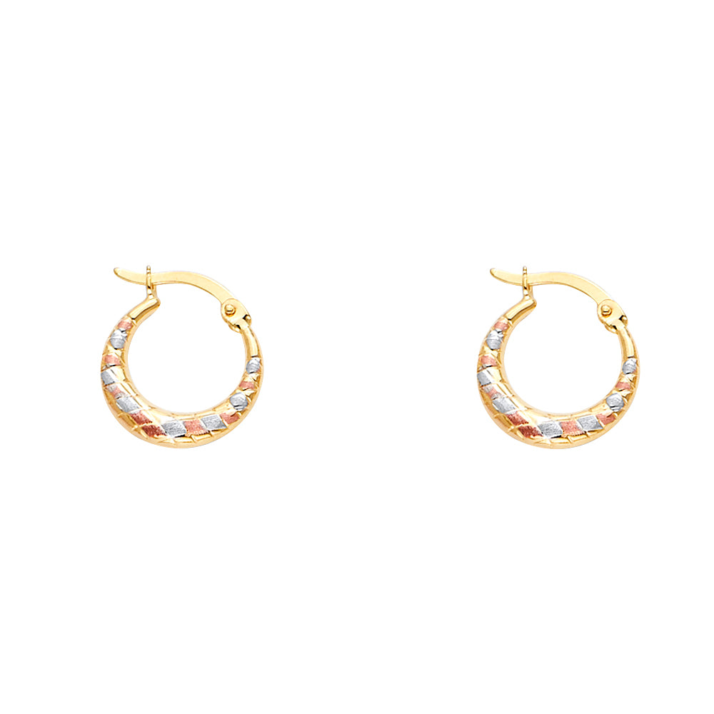 14K 3C Double Face X Design Hollow Earring