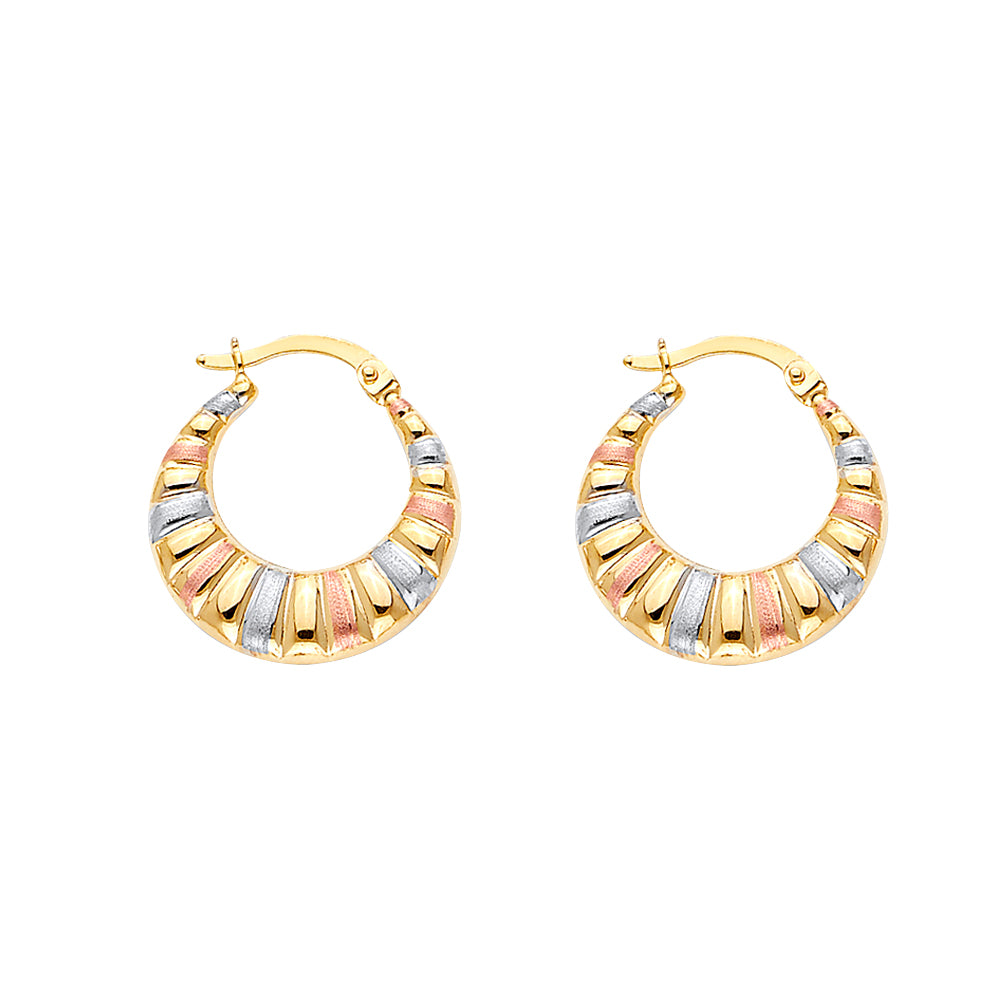 14K 3C Double Face Designed Hollow Earring