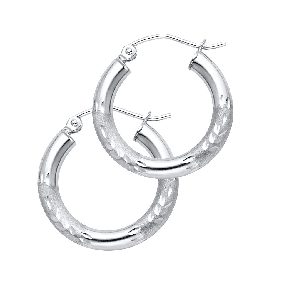 14KW 3MM BUD DC HOOP EARRING