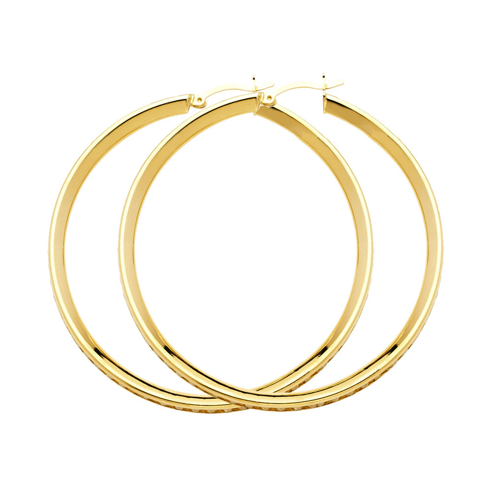 14KY RD CZ CHANNEL HOOP EAR