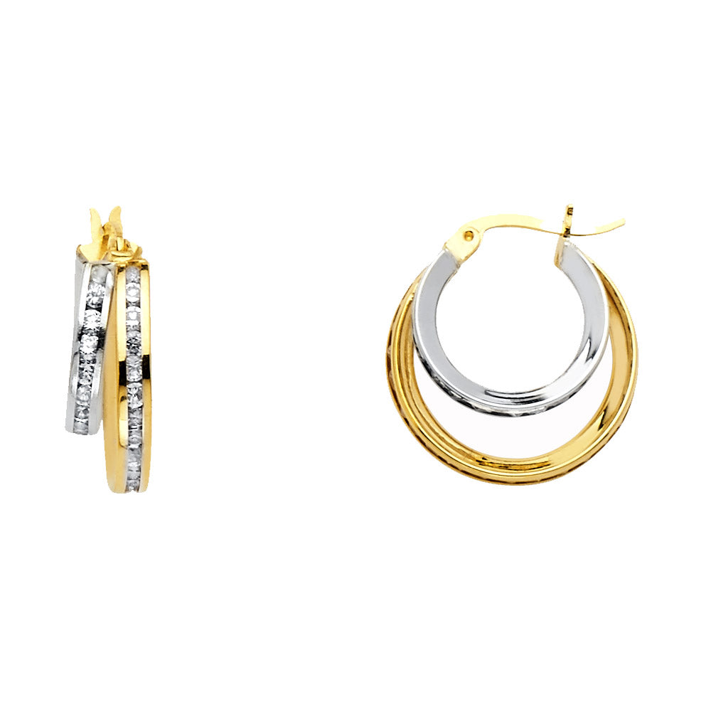14K 2T RD CZ CHANNEL 2L HOOPS