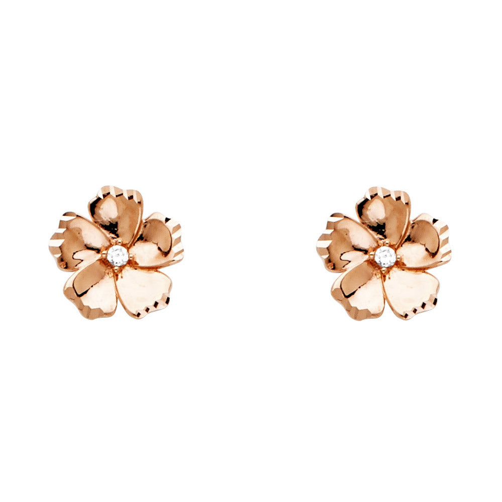 14K PINK GOLD CZ FLOWER PEAR