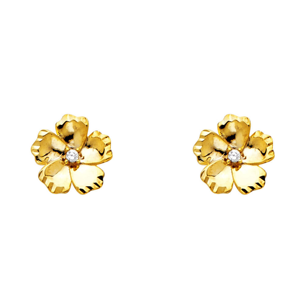 14KY CZ FLOWER POST EAR