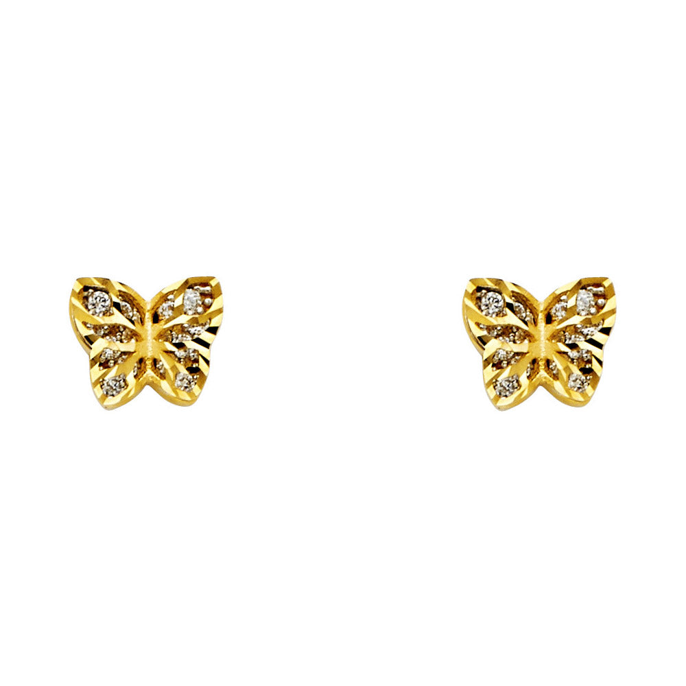 14KY CZ BUTTER FLY POST EAR