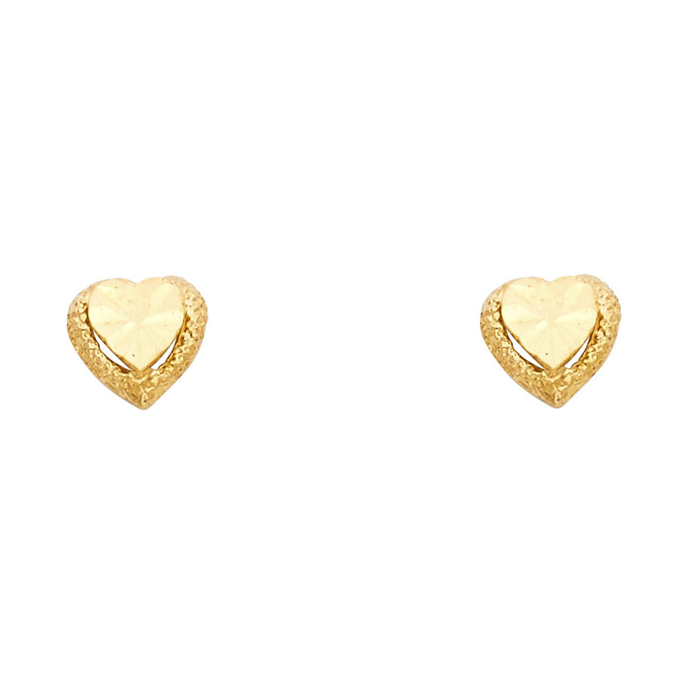 14KY SM HEART POST EAR