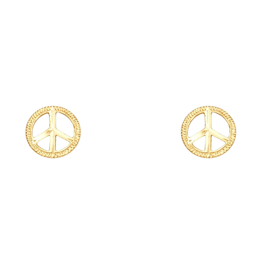 14KY SM PEACE SYMBOL POST EAR