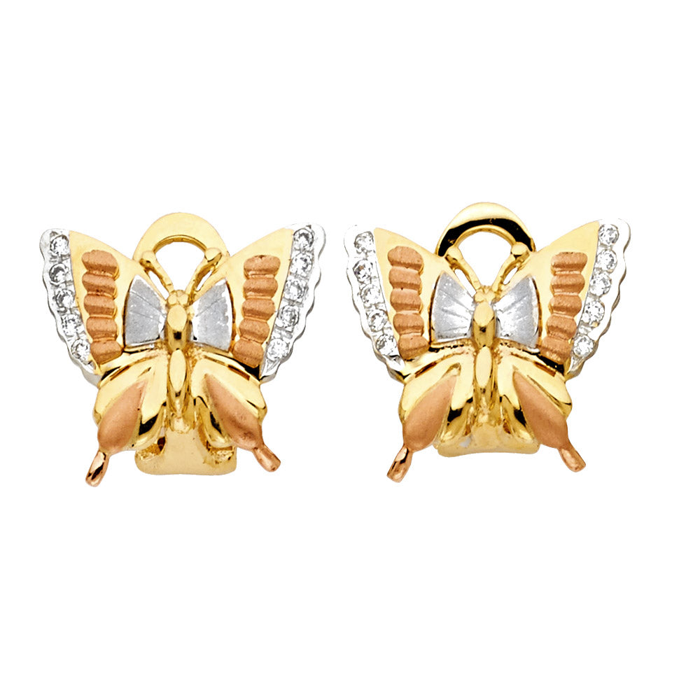 14K 3C BFLY EAR W CLIP LOCK
