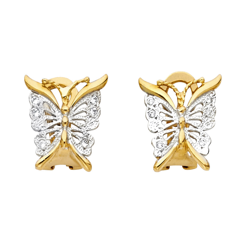 14K 2T BFLY EAR W CLIP LOCK