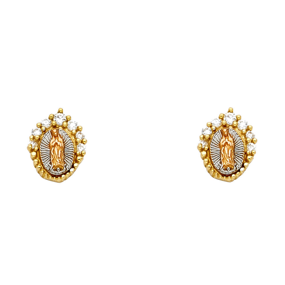 14K 3C GLUPE CZ POST EARRING