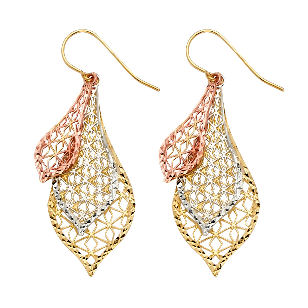 14K 3C Fancy Dangling Earring