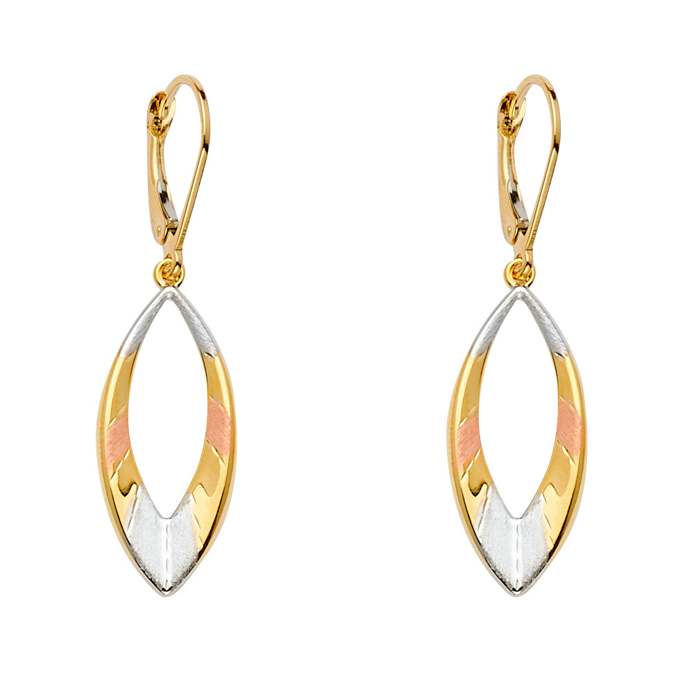14K 3C Oval Dangling Earring