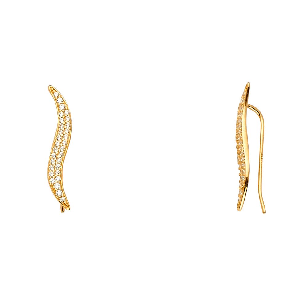 14KY Fancy Clip Style CZ Earring