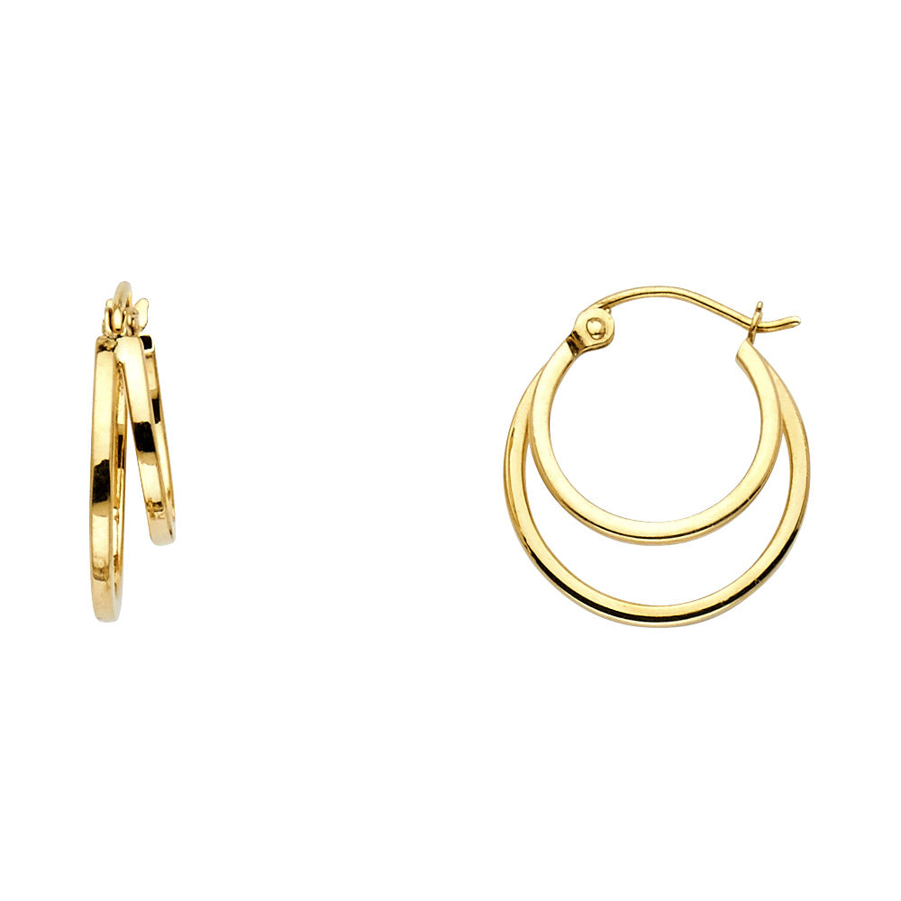 14K 2LINE HOLLOW HOOP EAR