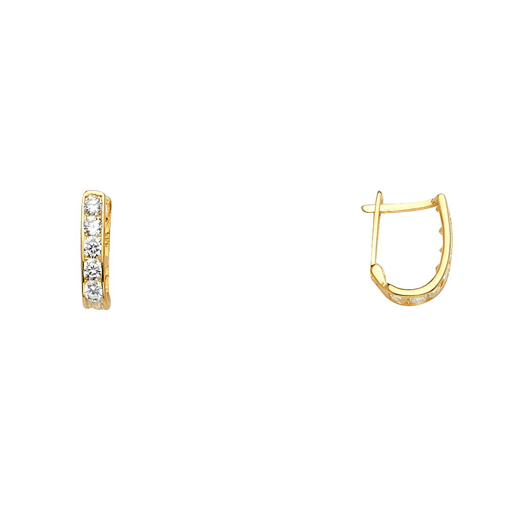 14KY CZ Channel Huggies Earring