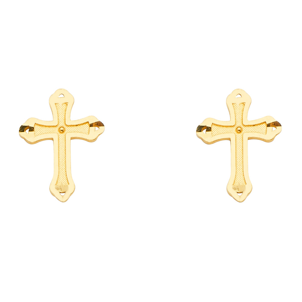 14KY Cross Earring w/Push Back