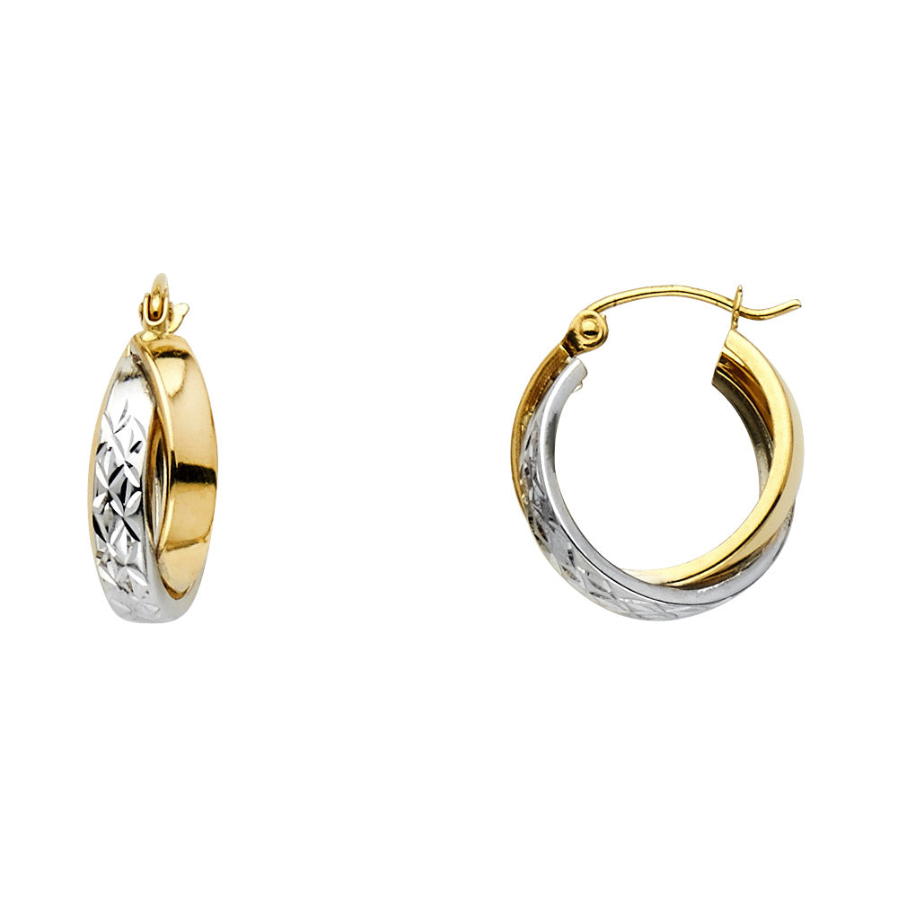 14K 2T DC 2LNE XSHAPE HOOP