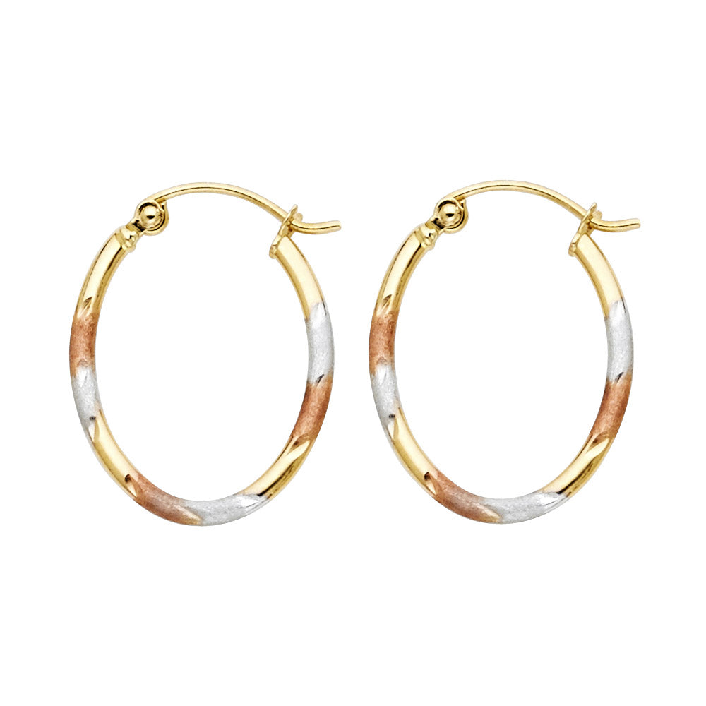 14K 3C SQ TUBE OVAL HOOP