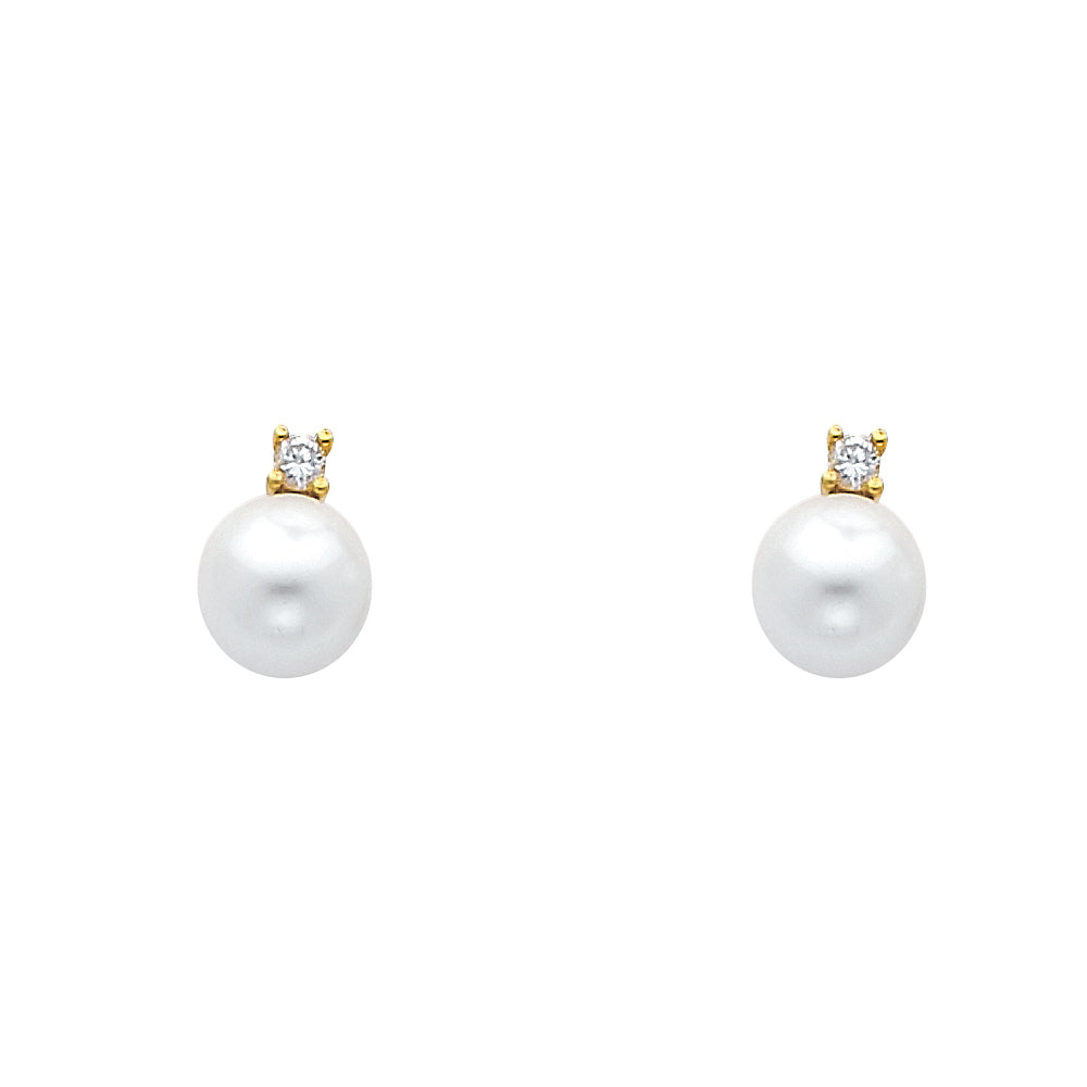 14KY CZ PEARL EARRINGS