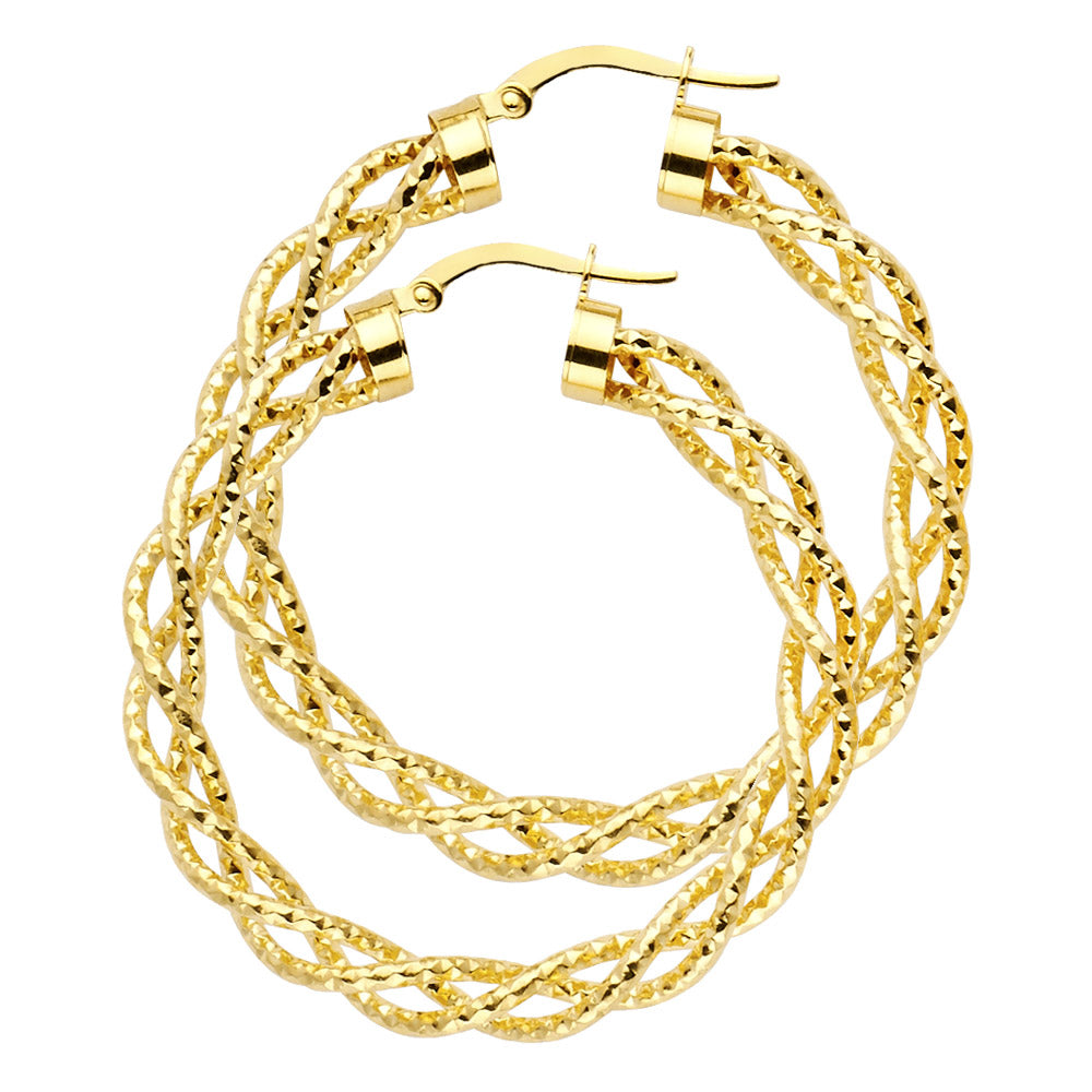 14KY BRAIDED HOL HOOP EAR