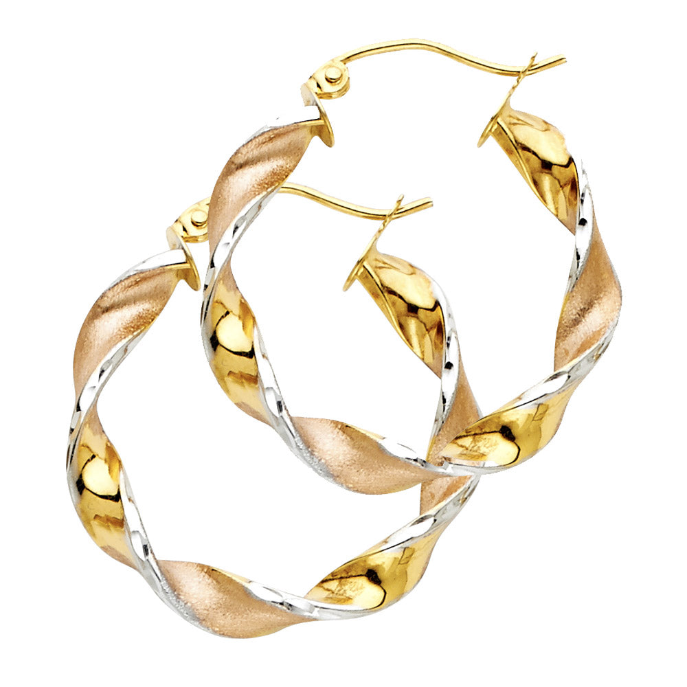 14K 3C SWIRL HOOP