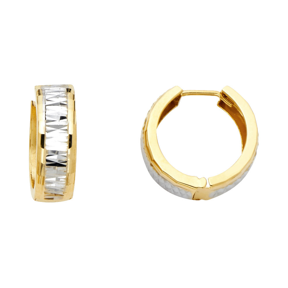 14K 2T D/C POLISHED HUGGIES