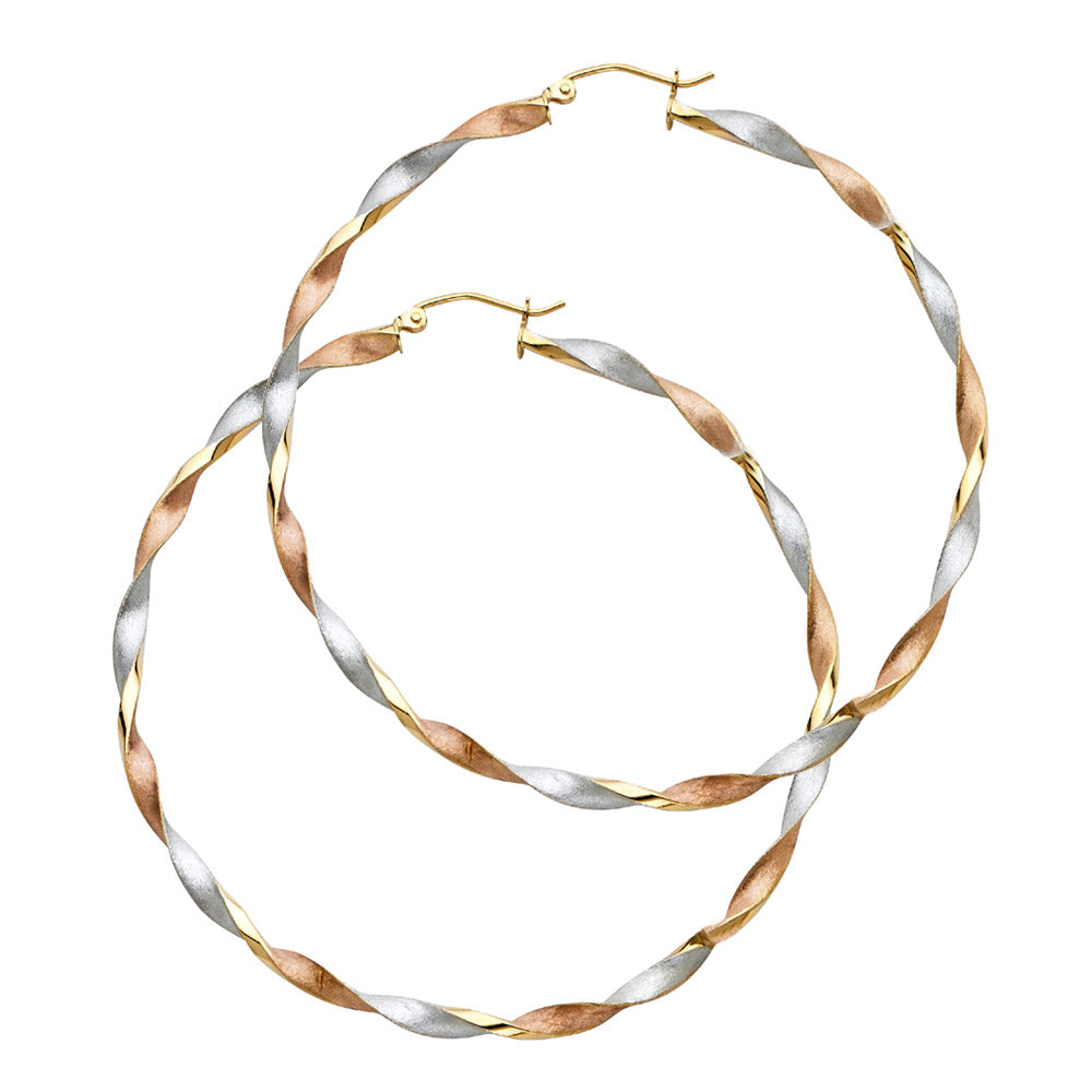 14K 3C CURLED HOLLOW HOOP EAR