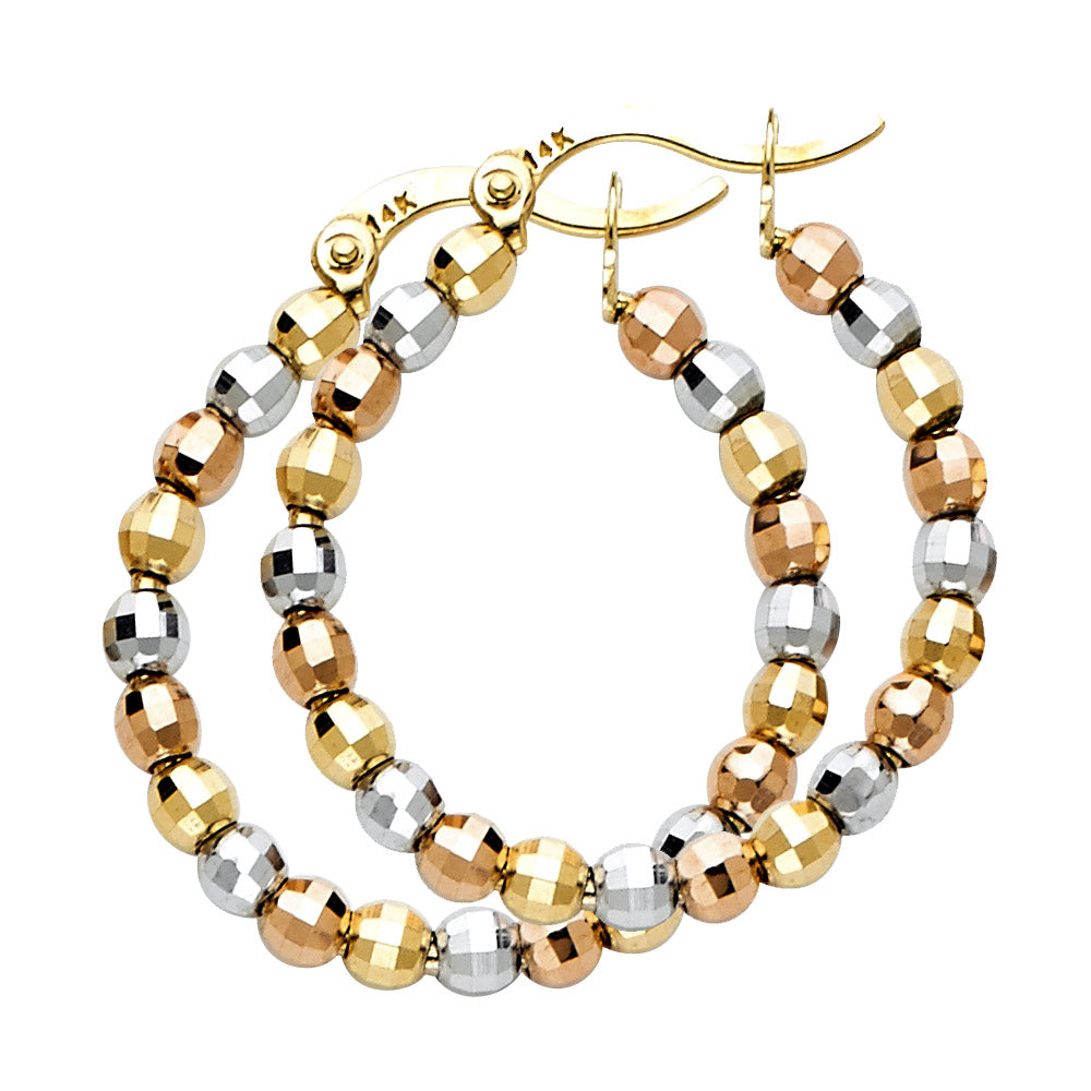 14K 3C DISCO BALL HOOP EARRING