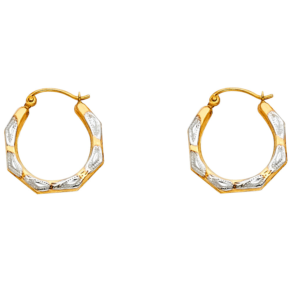 14K 2T FANCY HOLLOW HOOPS