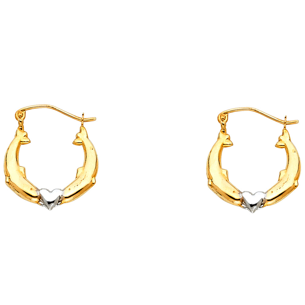 14K 2T DOLPHIN HOLLOW HOOPS