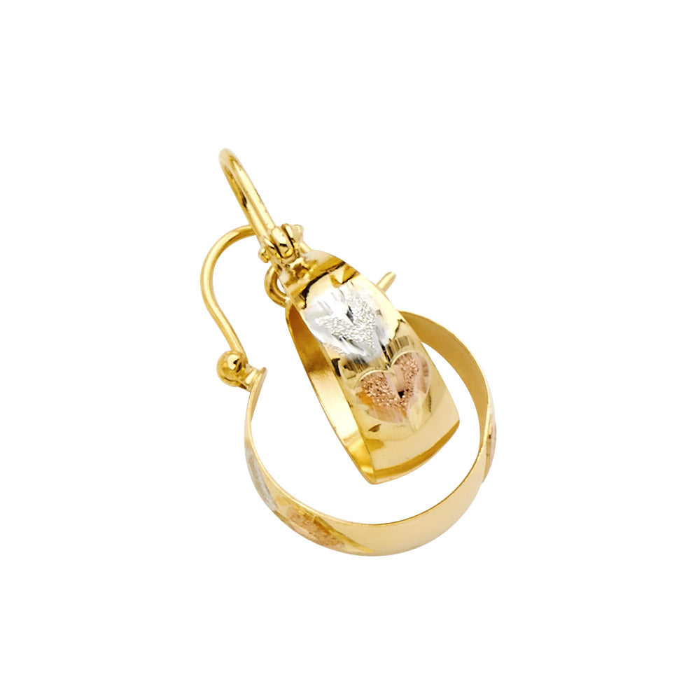 14K 3C HEART DC GRADUATED HOOPS