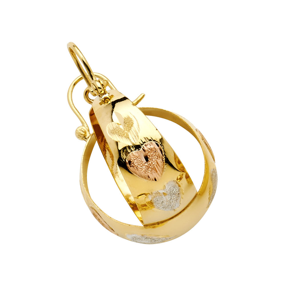 14K 3C HEART DC GRADUATED HOOPS