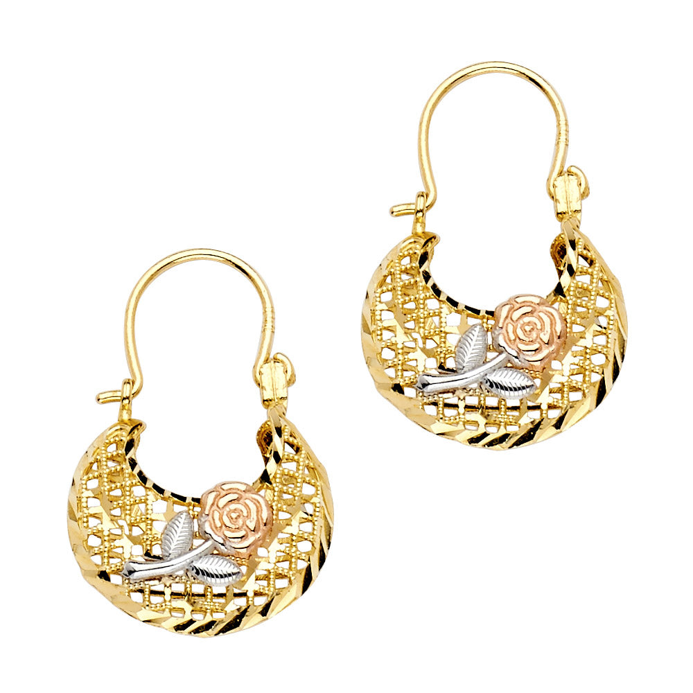 14K 3C FLOWER BASKET EARRING