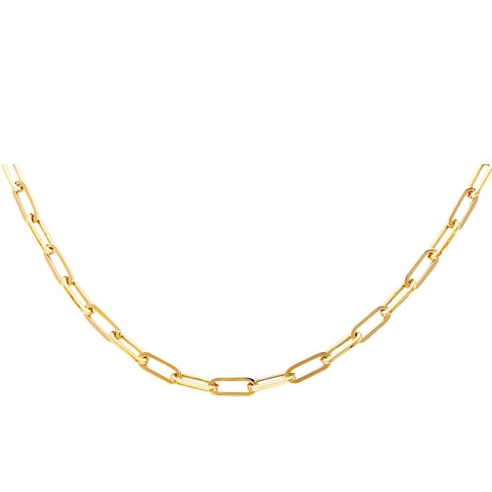 14KY Hollow Paperclip Necklace 18